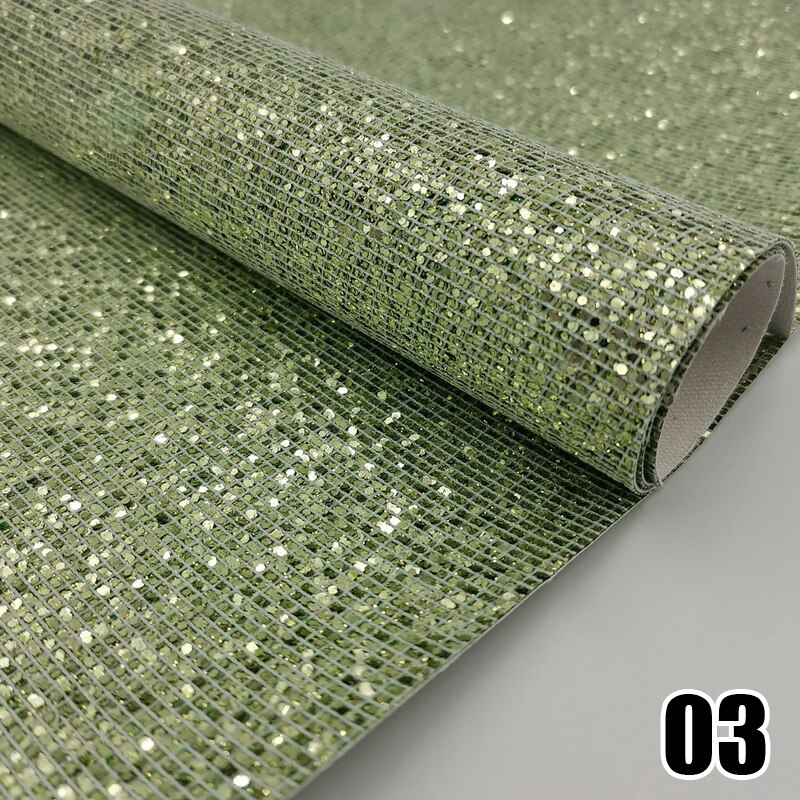 20*120cm PU Leather for Earring Sewing Clothing DIY Bow Decor Waterproof Handmade Material Roll Small Lattice Colorful Flashing: Light grren
