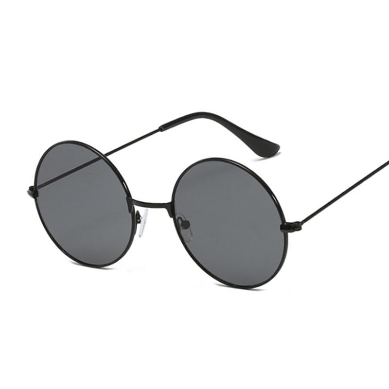 Retro Round Pink Sunglasses Women Brand Sun Glasses For Male Alloy Mirror Female Oculos De Sol Black