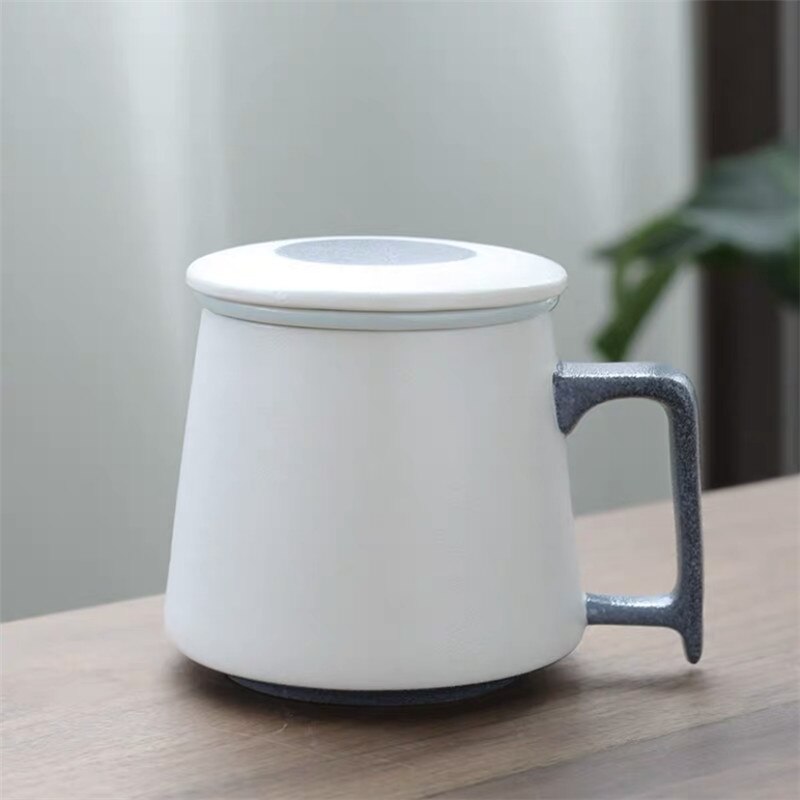 Keramisk sil te krus med låg og filter porcelæn tekop kontor vand separering kop simple hjem drinkware: -en