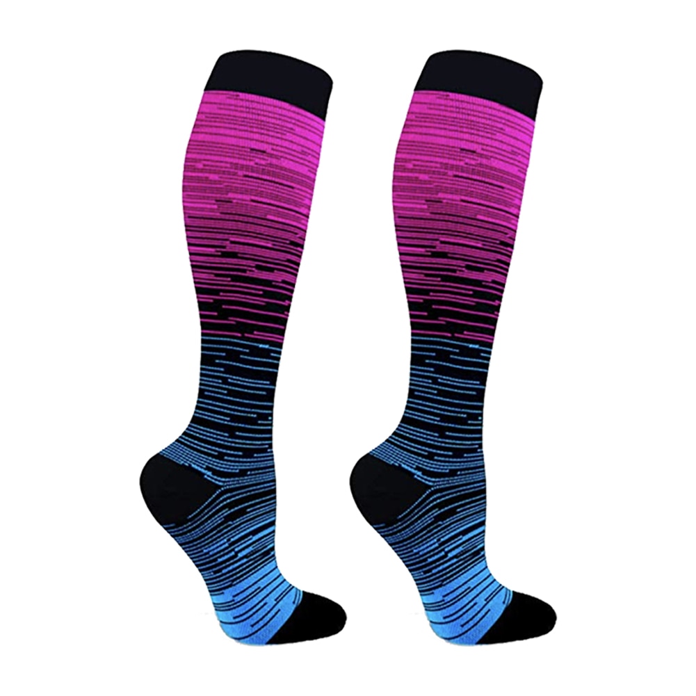 1 par voksen åndbare kompressionsstrømper nylon svedabsorberende løb sport vandring gradient farve elastiske unisex støttestrømper #n