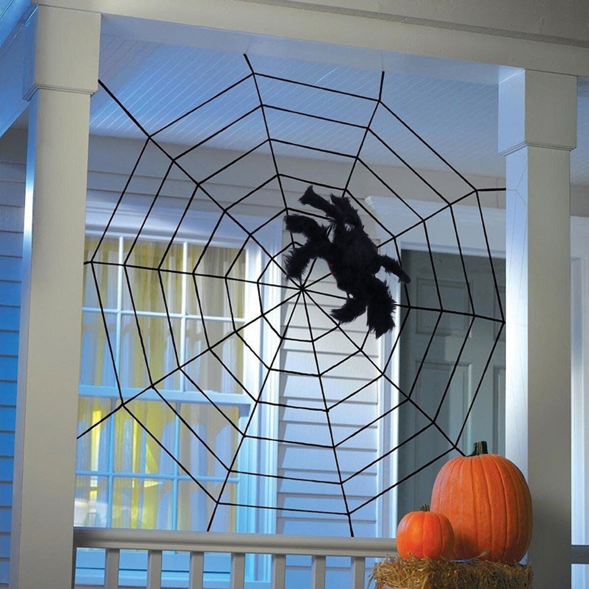 2Pcs Spooky Stretch Spider Web Webbing Haunted House Spiders Decor