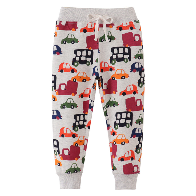 Jumping Meters Cartoon Animals Print Boys Girls Sweatpants For Autumn Spring Children's Clothes Kids Trouser: W7168 cars / 7T