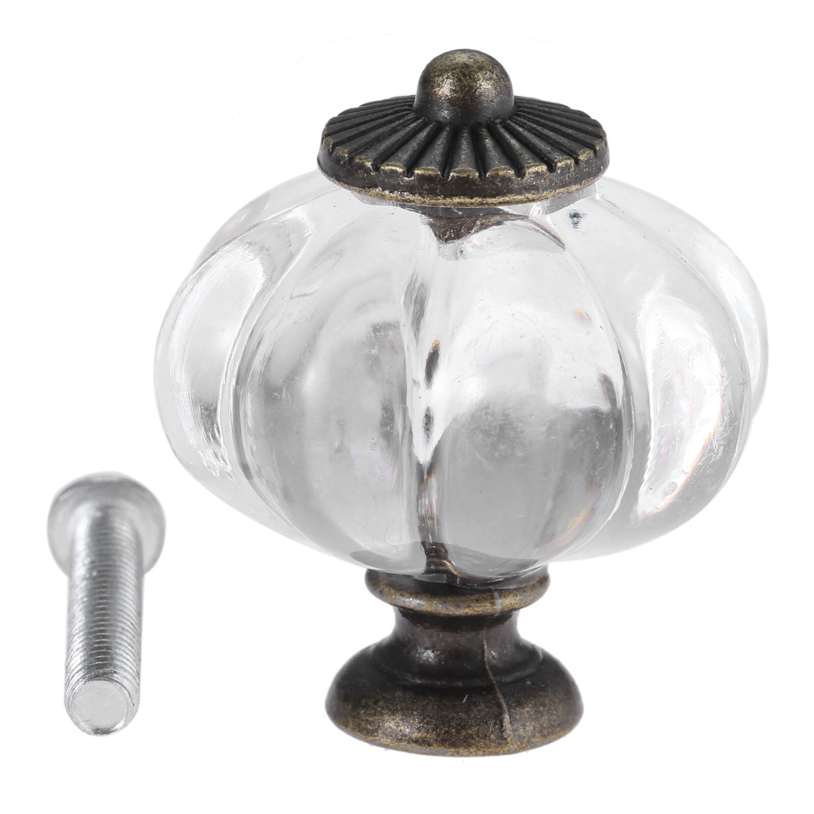 5 stk / sæt gennemsigtig græskar knop akryl + legeret klart håndtag krystal trækker skab skuffeindretning køkken kommode m / skrue 30 x 36mm