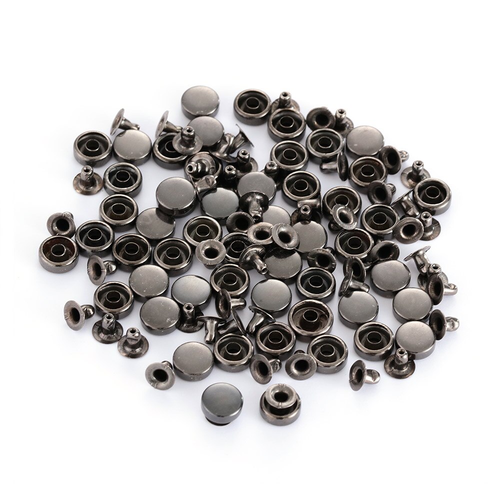 50Sets 7/9Mm Ronde Patroon Koper Nail Klinknagels Messing Schroef Doek Knop Kledingstuk Hoeden Schoenen Scrapbooking Decor nail Lederen Ambachten: ash black / 7mm