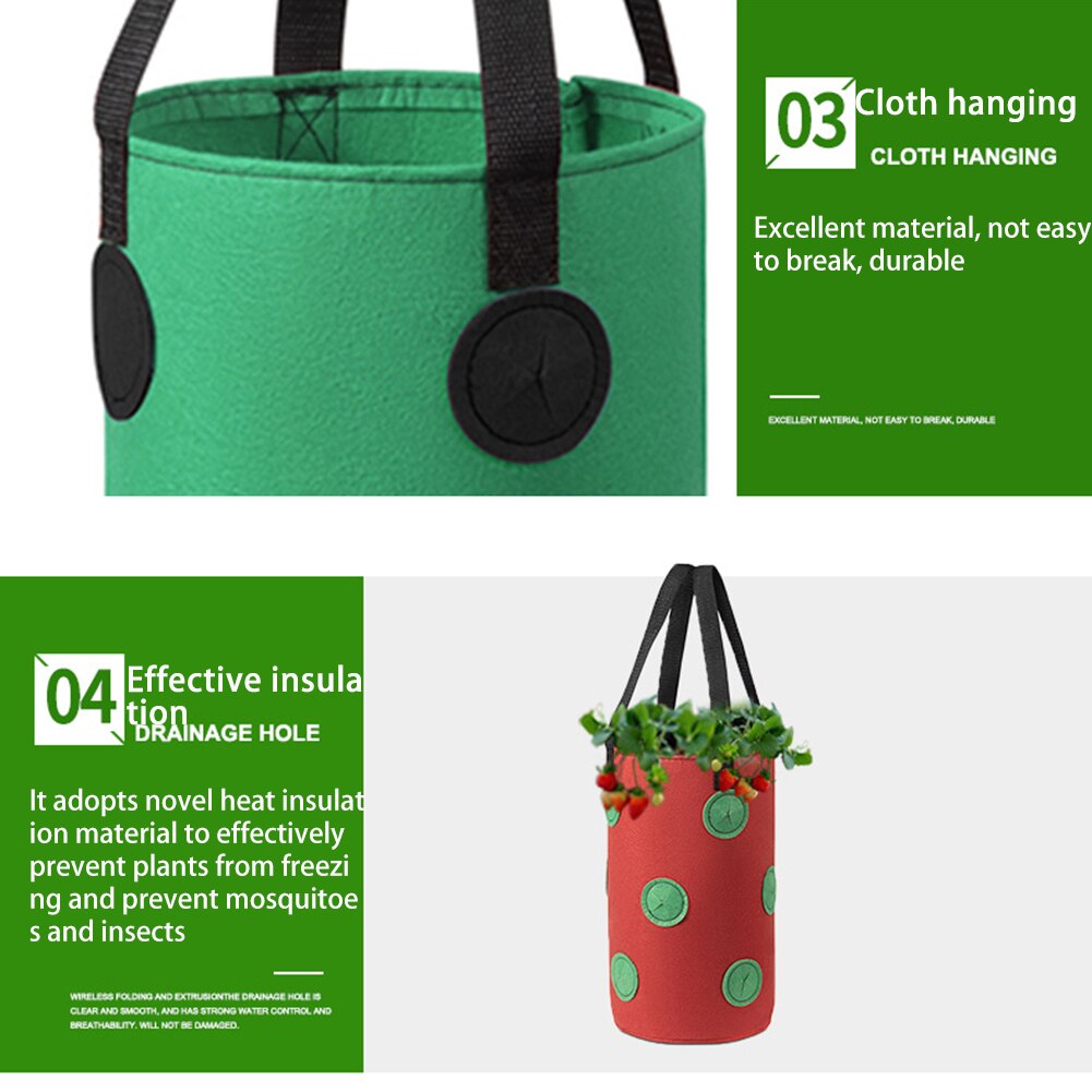 Maceta colgante de fieltro de 3 galones, bolsas de cultivo de jardín con bolsillos de exhibición para macetas de verduras de jardín al aire libre, suministros