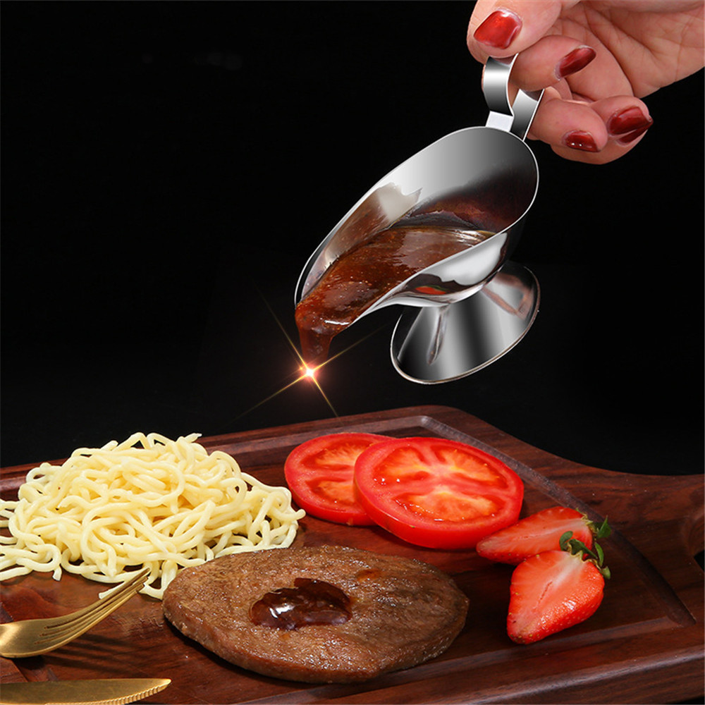Recipientes de Molho de Barco de Aço inoxidável Prato de Mesa Acessórios de Cozinha Molho Barcos Cabo Fácil de Segurar