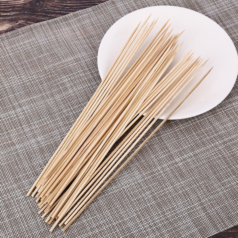 50 Stuks 40Cm Wegwerp Bbq Bamboe Spiesjes Barbecue Spies Bamboe Natuurlijke Wood Sticks Party Outdoor Barbecue Grillen Bbq Gereedschap