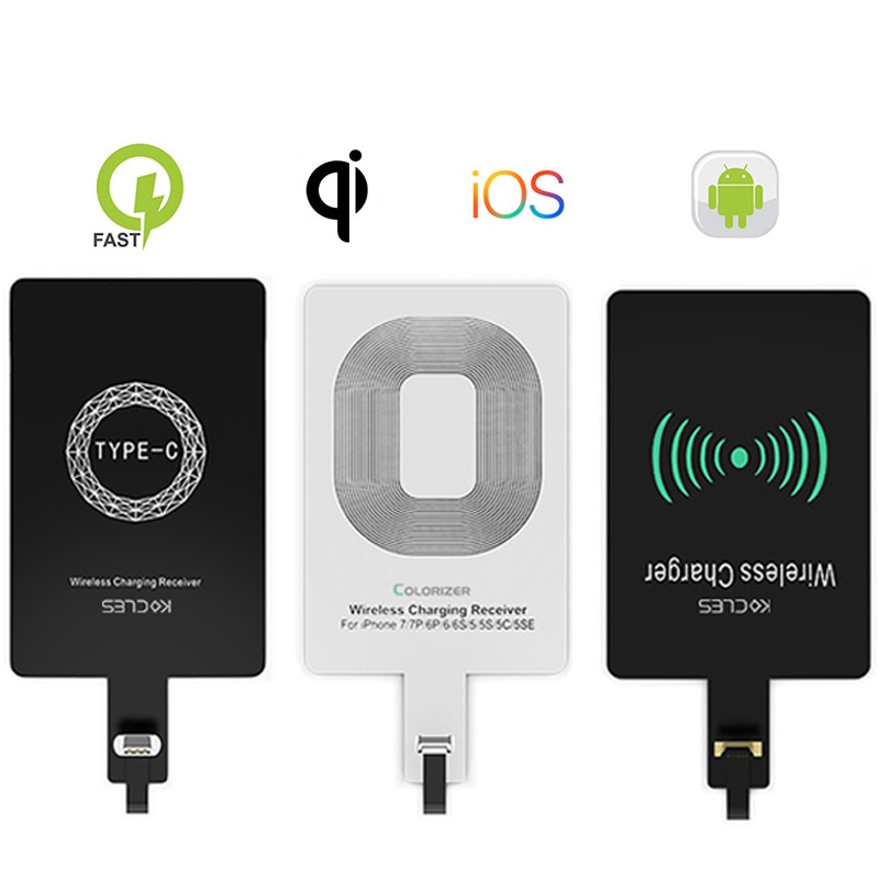 Qi trådløs opladningsmodtager til iphone samsung huawei xiaomi universal micro usb type c hurtigoplader adapter trådløs oplader