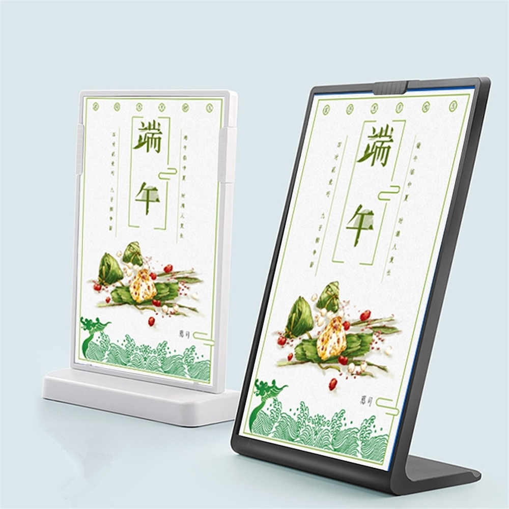 A4 Plastic T / L Shape Table Sign Holder Menu Sign Holder Stands For Tables Restaurants Sign Board For Stores