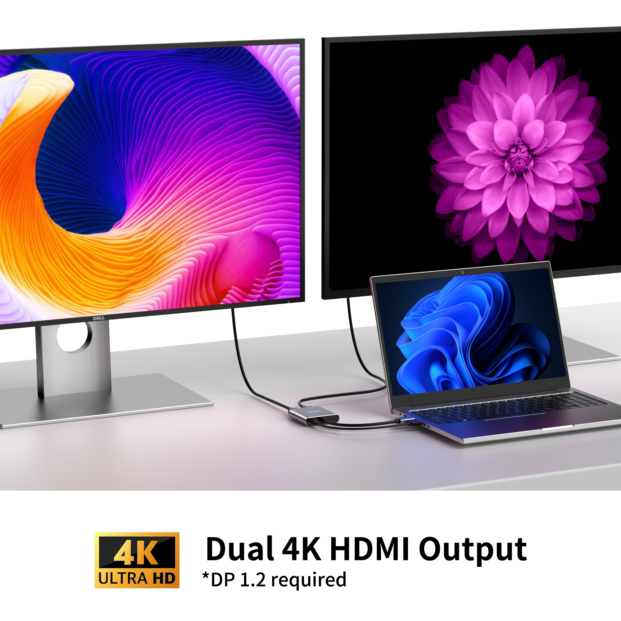 Displayport do podwójnego koncentratora HDMI Podwójny adapter wyjścia monitora 4K60Hz Rozdzielacz DP na 2HDMI Rozgałęźnik MST dla Windows Stacja dokująca DP1.2 Displayport to Dual HDMI Hub Dual 4K60Hz Output Adapter
