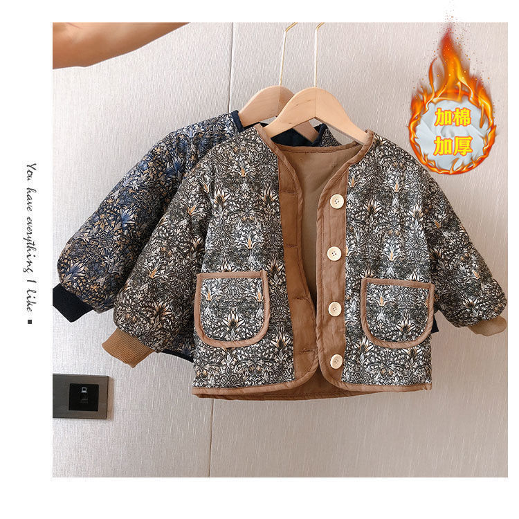 freundlicher Jacke Blumen- Winter Baby Mädchen Mantel Dicke Vlies freundlicher Kleidung Oberbekleidung Für Jungen Mädchen Jacke Kleinkind Jacke Velet 1-7Y