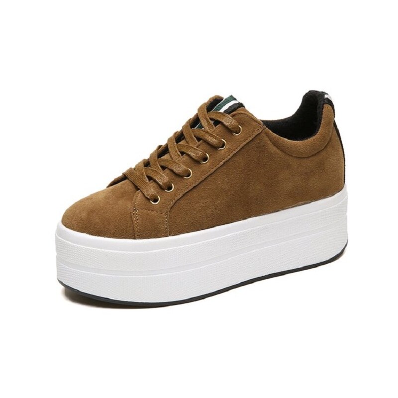 Høye hæler dame fritidssko våren snøring damesko britisk stil kvinner sneakers høst plattformsko