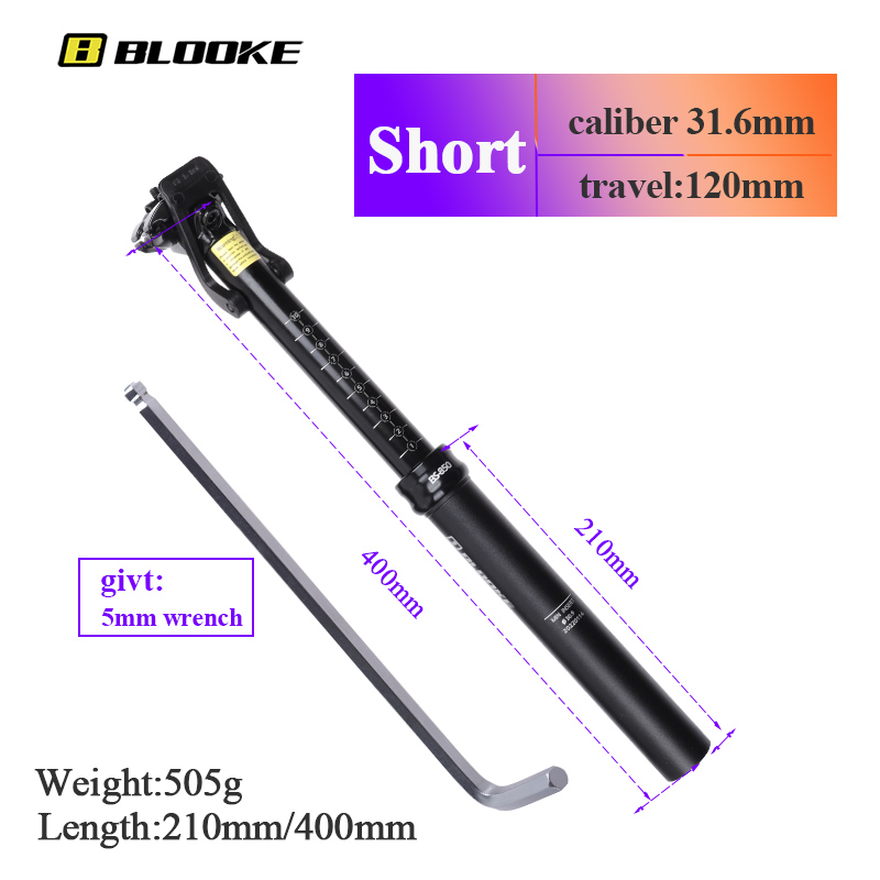 Blooke Fiets Zadelpen Dropper Aanpassing Hoogte Kaliber 30.9 31.6Mm Aluminium Mtb Mountainbike Hydraulische Zitbuis: Short 31.6mm