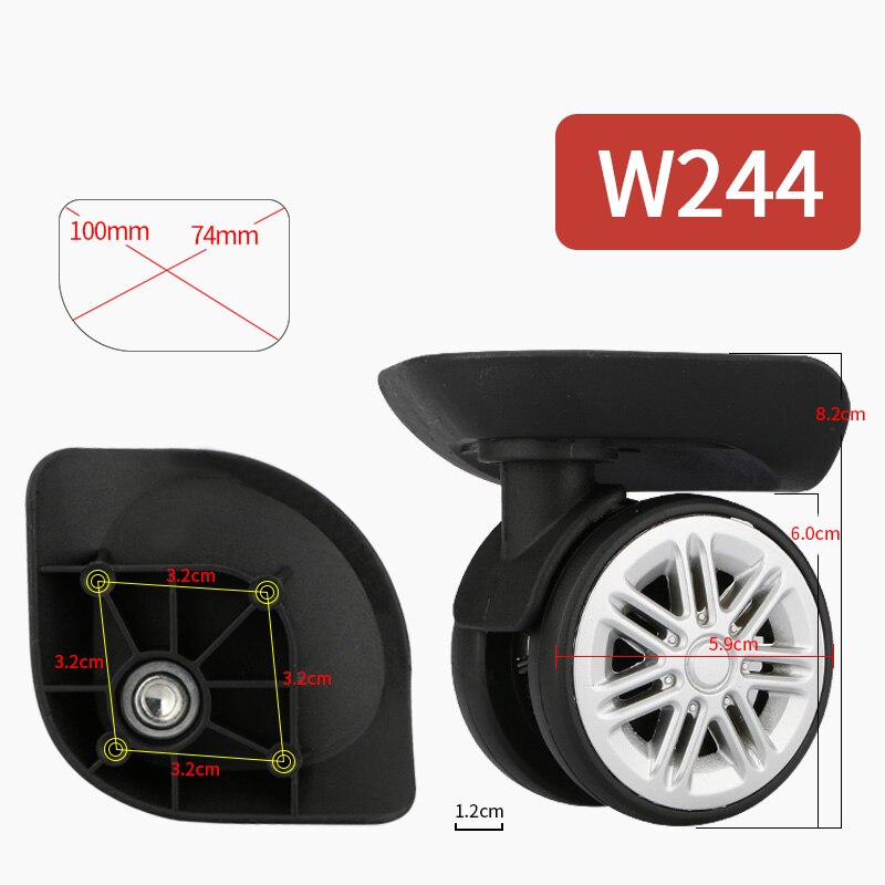 FANFU Luggage wheel accessories trolley wheels universal casters Factory direct sales repair suitcases wheel rolling casters: W244(2 Wheels)Black