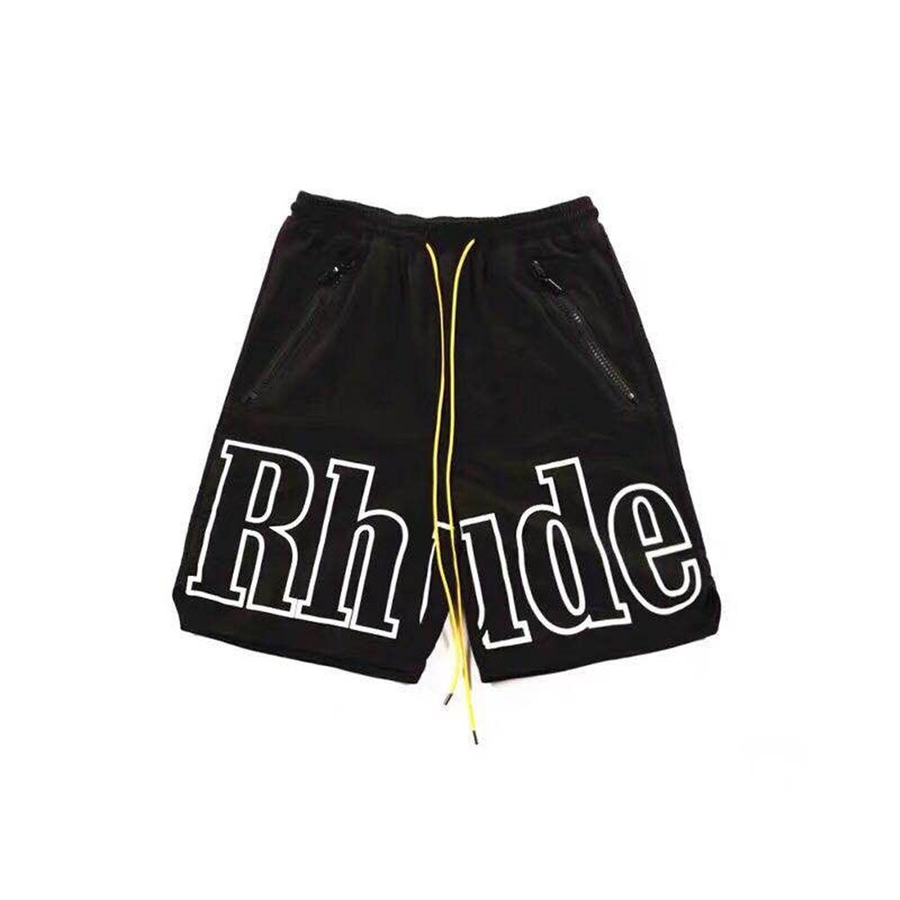 Rhude Logo Shorts Mannen Vrouwen Geleidelijke Tekst Mark Gewassen Nylon Rhude Korte 1:1 Twin Rits Zakken: 2 / Xl