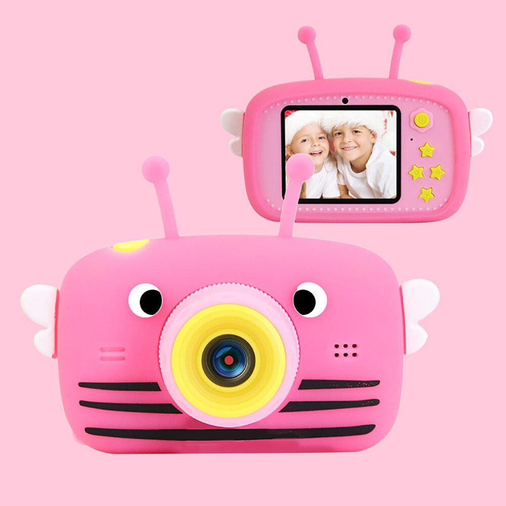 Children Mini Camera Full HD 1080P Digital Video Photo Camera 2 Inch Screen Display Kid Game Study Camera Best Birthday: Pink