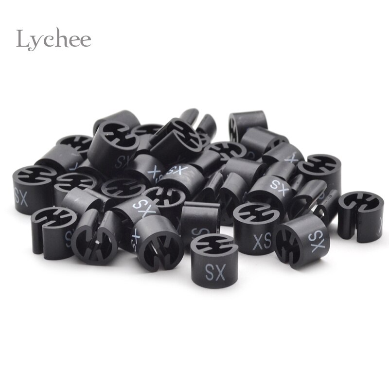 Lychee life 100 stykker sort bøjle sizer tøjmærker markører størrelsesdeler størrelsesmarkør til bøjler xxs -4xl trykt: Xs