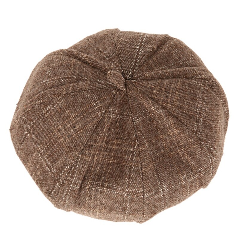 Utomhus dam höst vinter hatt kaffe färg stilig pläd sport löpning retro brittisk målare hatt pumpa jacka basker