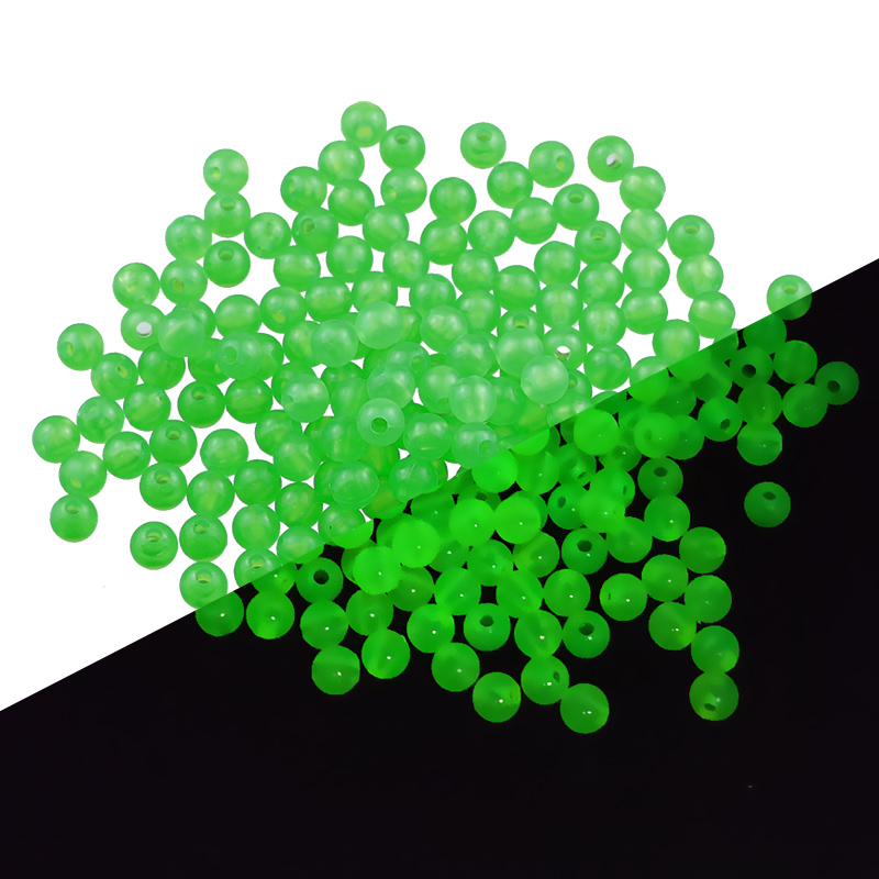 50 ~ 200 Uds. Cuentas sueltas redondas acrílicas luminosas blancas, verdes y azules que brillan en la oscuridad para fabricación de joyería, pulseras DIY de 6/8/10MM