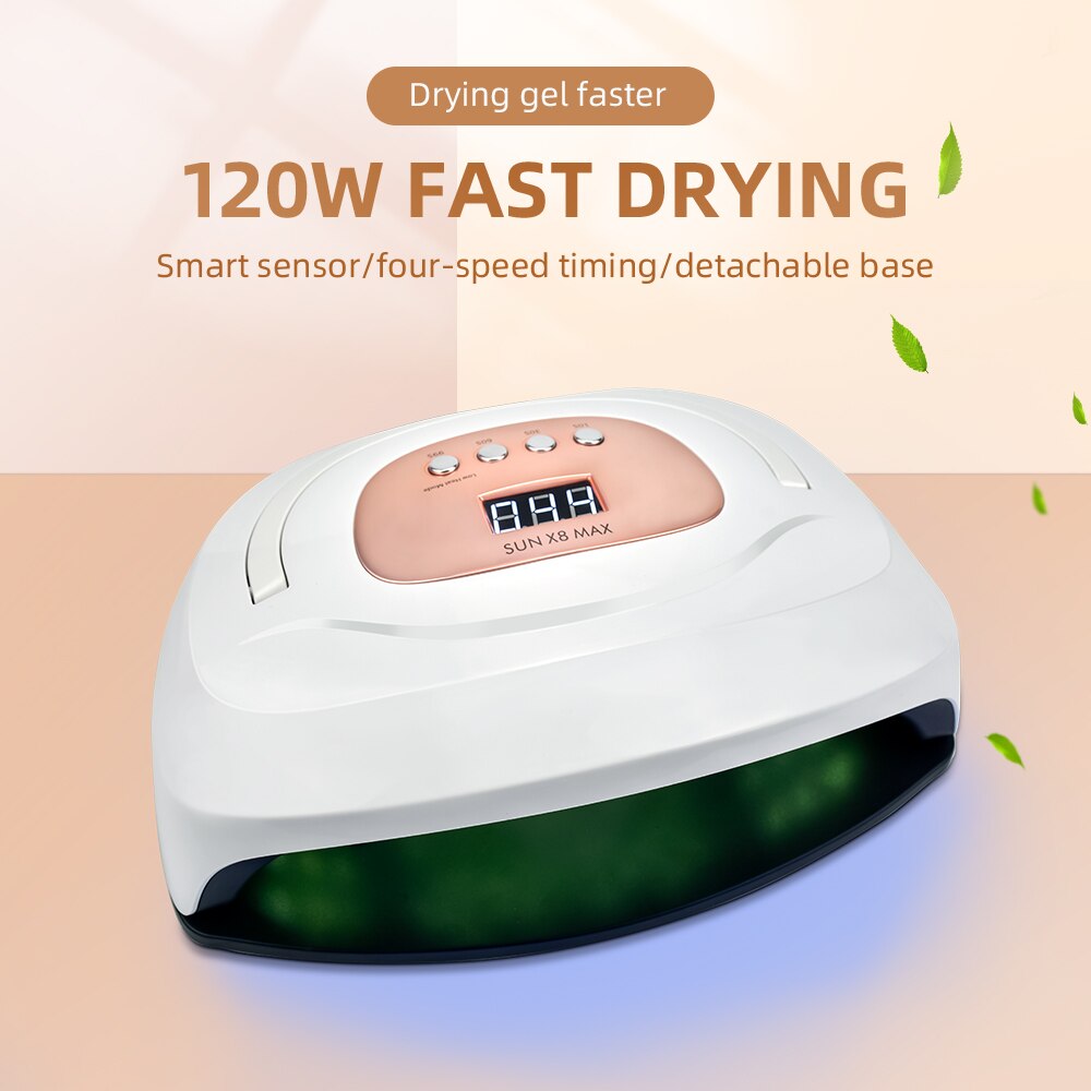 Lampe UV LED pour séchage de vernis à ongles, 120W, 57 pièces, avec capteur intelligent, affichage LCD, pour tout Gel, outil d&#39;art des ongles