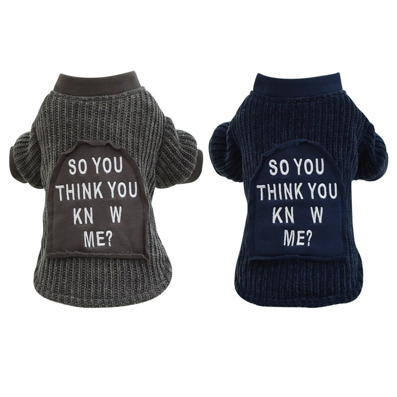 Pet Hooded Trui Hond Jas Herfst Winter Eenvoudige Britse Stijl Warme Katoen Dikke Chihuahua Puppy Kostuum Blauw Grijs Huisdier Kleding