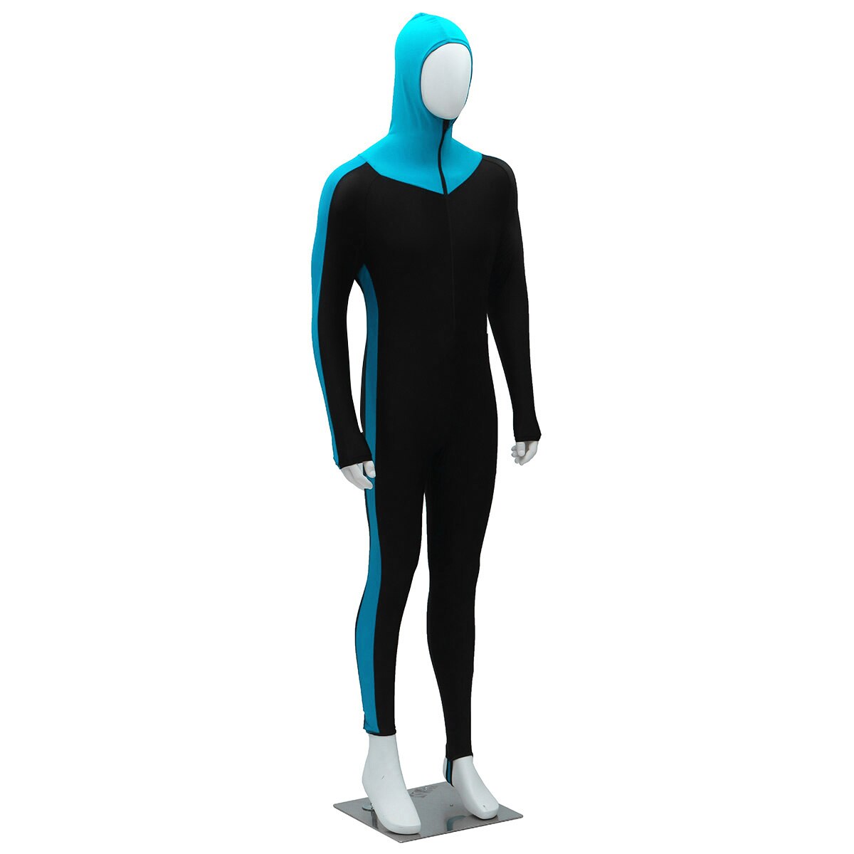 Full-body Men Nylon Polyester Wetsuit Surfing Swimming Diving Suit Wet Suit for Cold Water Scuba Snorkeling Spearfishing: Light Blue / XXXL