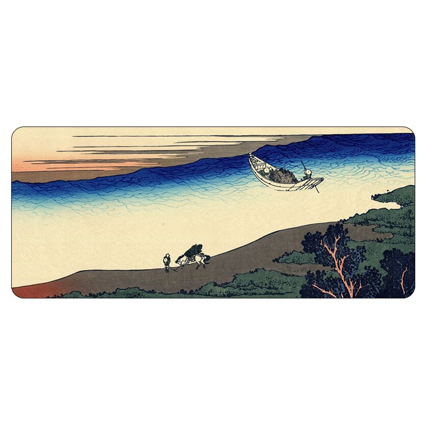 Large Gaming Mouse Pad Japan The Great Wave of Kanagawa Computer MousePad Gamer Rubber XL Speed Notebook Keyboard Desk Mat: Sky Blue / 700x300x2mm