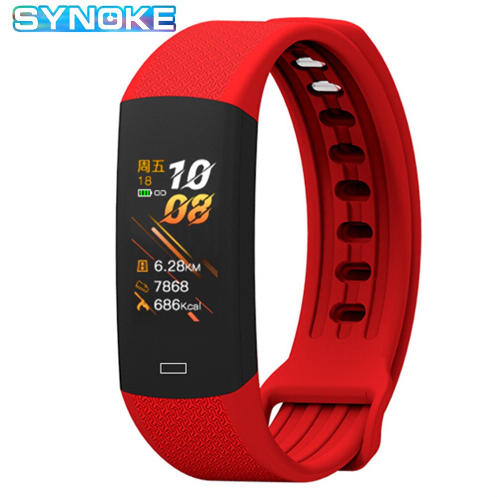 Smart Band Fitness Tracker Body Temperature Measurement Pedometer Sport Bracelet Heart Rate Blood Pressure Smart Bracelet: Red