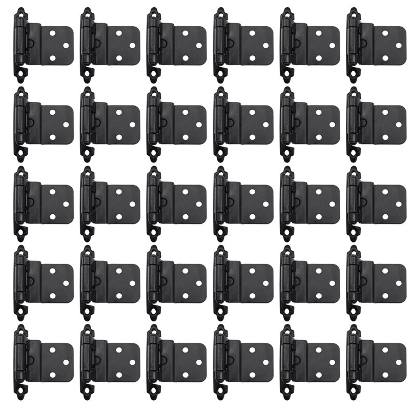 30Pcs Kitchen Cabinet Door Hinges Face Frame Matte Black Self Closing Furniture Cupboard Hinges Hardware: black