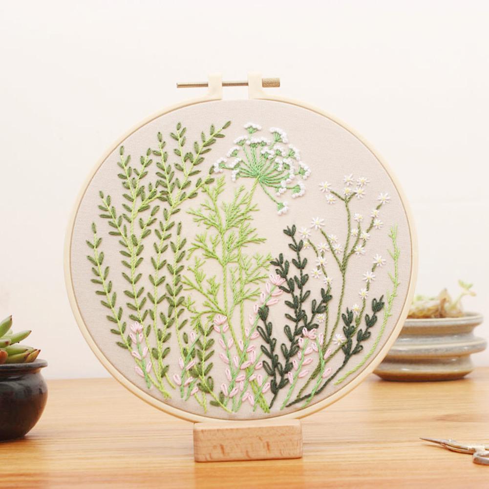 Diy Embroidery Starter Kit with Plants Flower Painting Cross Stitch with 20cm Hoops Kit Diy Beginner Embroidery: 3