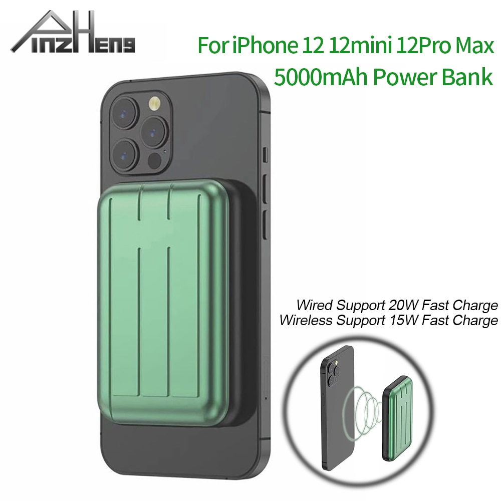 PINZHENG 20W Magsafe Drahtlose Ladegerät 5000mAh Energie Bank Für iPhone 12 Sicherung Halterung Tragbare Energie Für iPhone 12 Profi Max