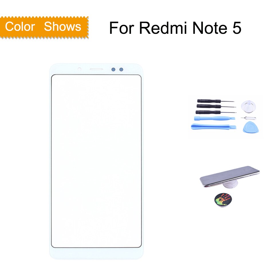 Original para xiaomi redmi nota 5 pro nota 5 note5 painel da tela de toque frontal exterior lente vidro touchscreen nenhum lcd sem digitador: 5 White with gift