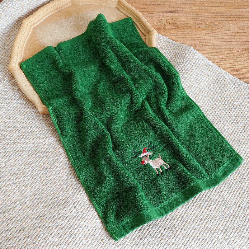 Cotton Christmas Towel, Santa Claus Set Face Towel: Green
