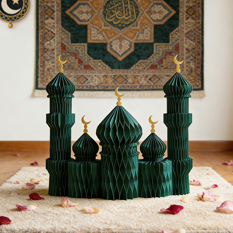 Ramadan eid al-fitr papir honeycomb ornamenter ramadan dekorasjoner måne stjerner skrivebordsarbeid islamsk hjemmedekor eid borddekor