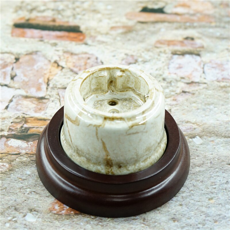 Retro porcelain switch ceramic rotary switch porcelain light switch With Wooden Frame
