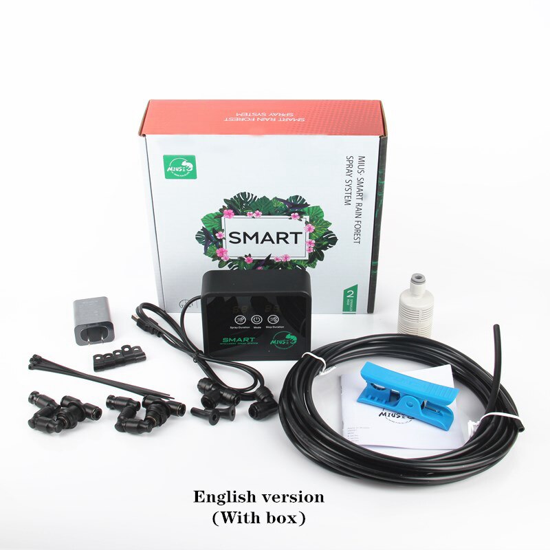 Krybdyr intelligent spraysystem fogger terrarium luftfugter elektronisk timer automatisk tåge regnskov kit kontrol sprinkler: Med kasse / Adapter til eu-stik