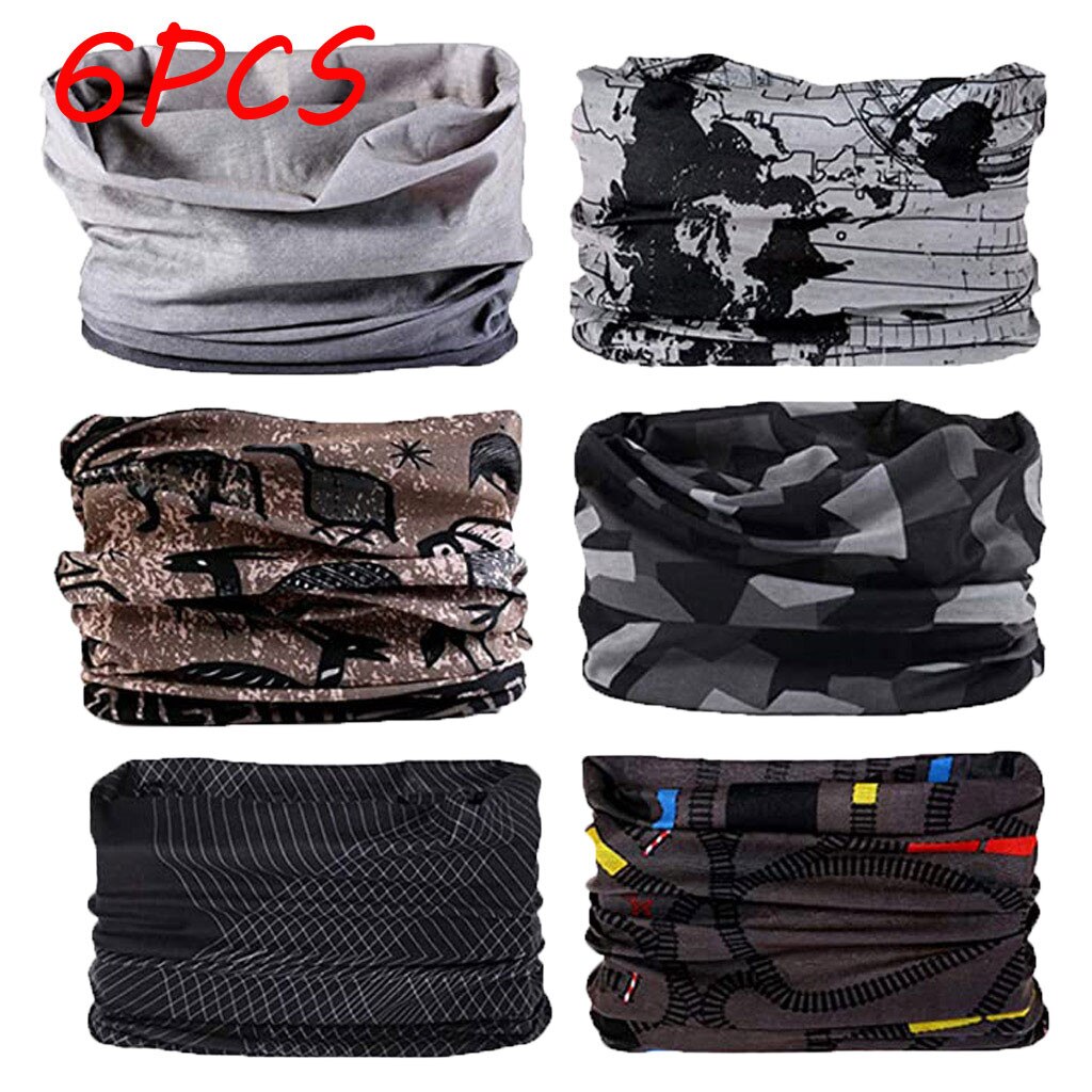 6PCS Magic Scarf Outdoor Headwear Bandana Sport Tube UV Face Workout Hiking Bandanas Turban Hand Band Magic Scarves Outdoor: Default Title