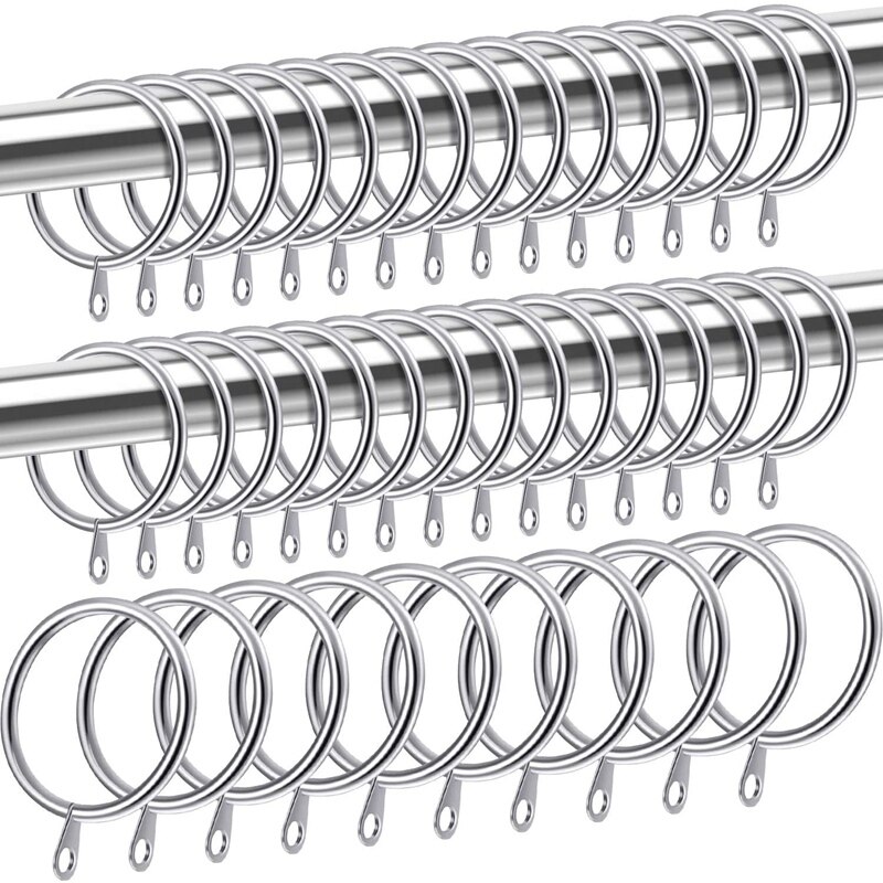 40 Pcs Metalen Gordijn Ring Voor Gordijnen En Polen, bungelende Sliding Oogje Ring 32 Mm Binnendiameter (Zilver): Default Title