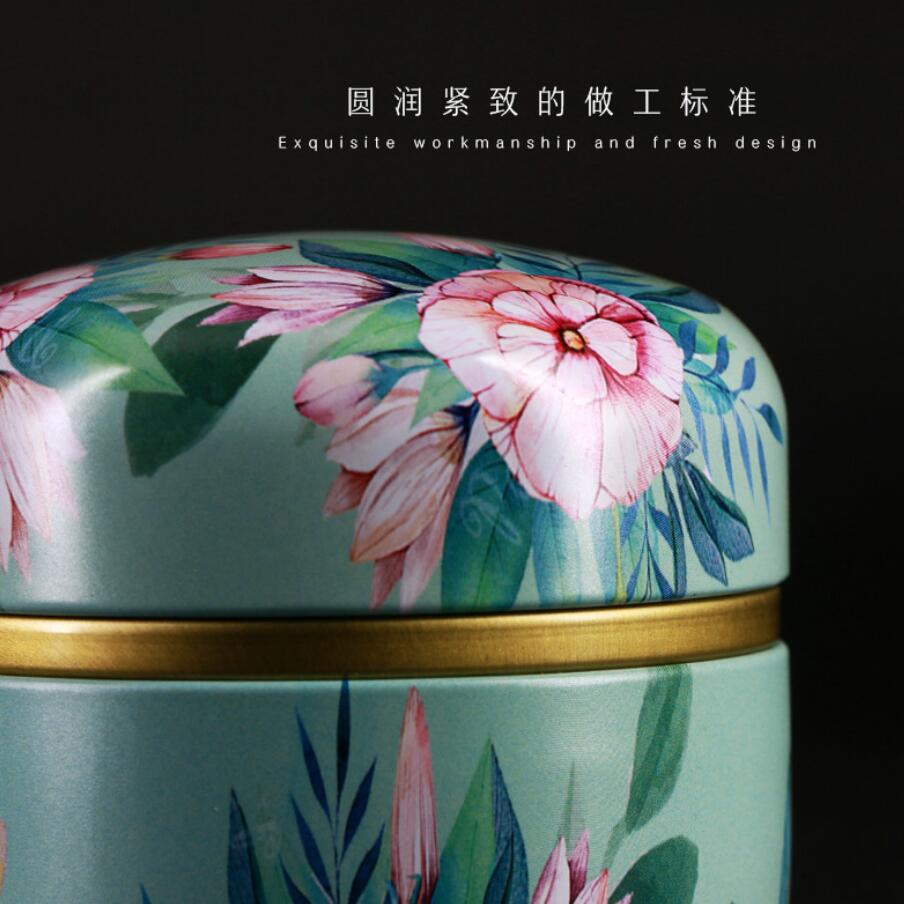 Lata de té de metal de alta gama, creativa, japonesa, pequeña, redonda, portátil, para viaje, caja de embalaje, caja de hierro