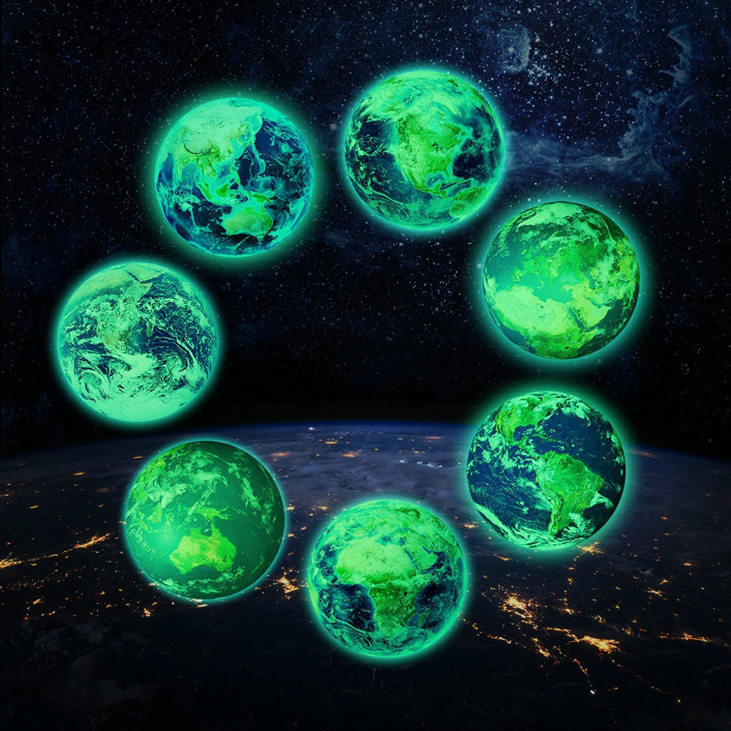 30cm 3D Large Moon Fluorescent Wall Sticker Removable Glow In The Dark Sticke Moth-proofing moistureproof#0204y10