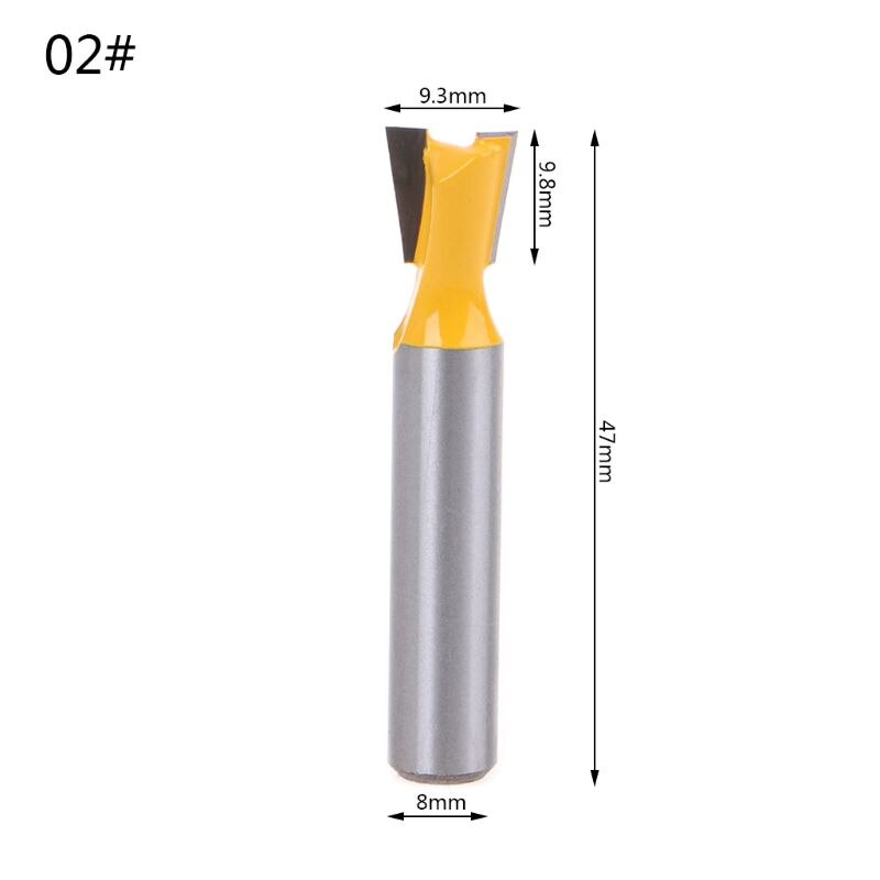 Ootdty 8Mm Schacht Grade Industriële Staaf Zwaluwstaart Router Bit Zwaluw Staart Houtbewerking Etsen Frezen Voor Hout Snijder