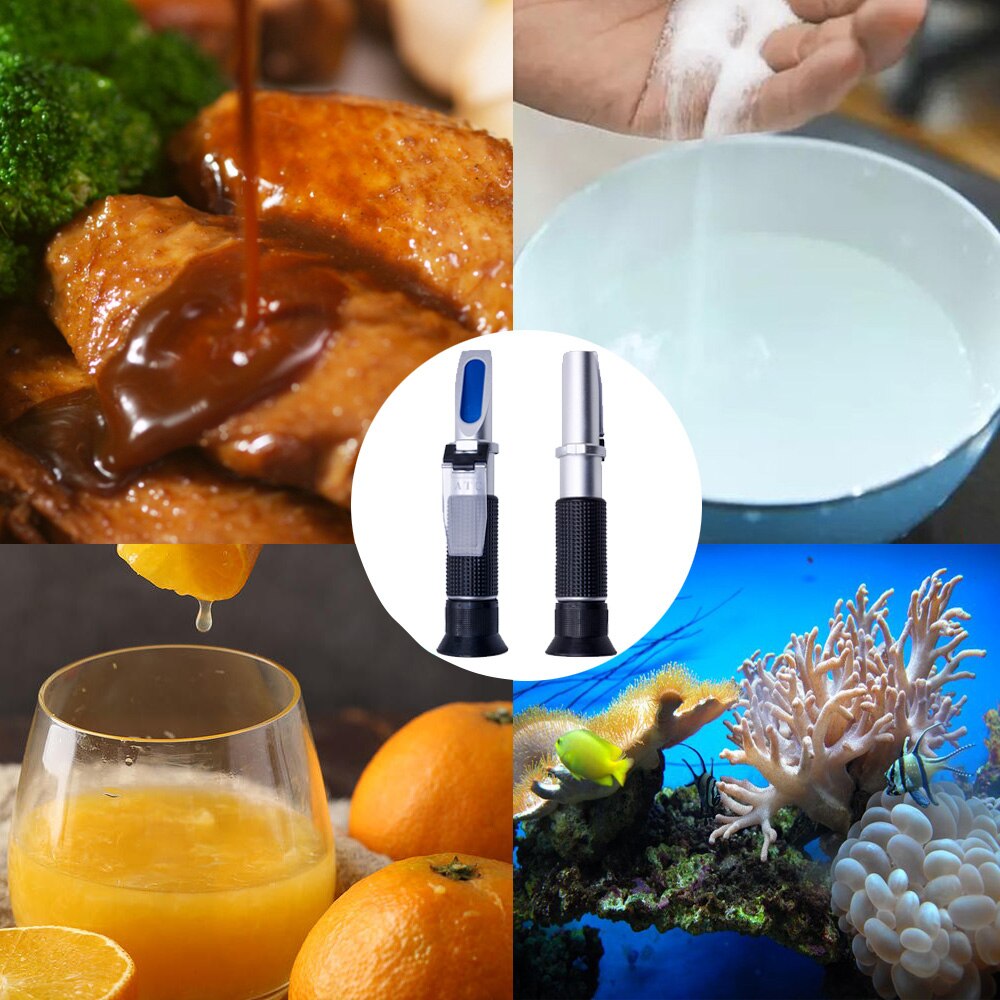 0-32% Brix Refractometer 0-28% Salinometer 2 in 1 Concentration Detector Salinity Tester Brix Meter Sugar Analyser Salty Monitor