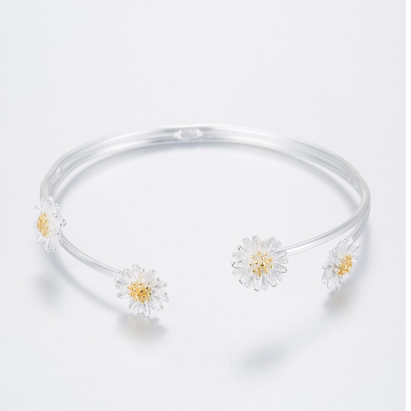 Jisensp Korean Romatic Adjustable Flower Bracelets Bangles Chic Daisy Flowers Charm Bangle Women Jewelry Wedding Bride