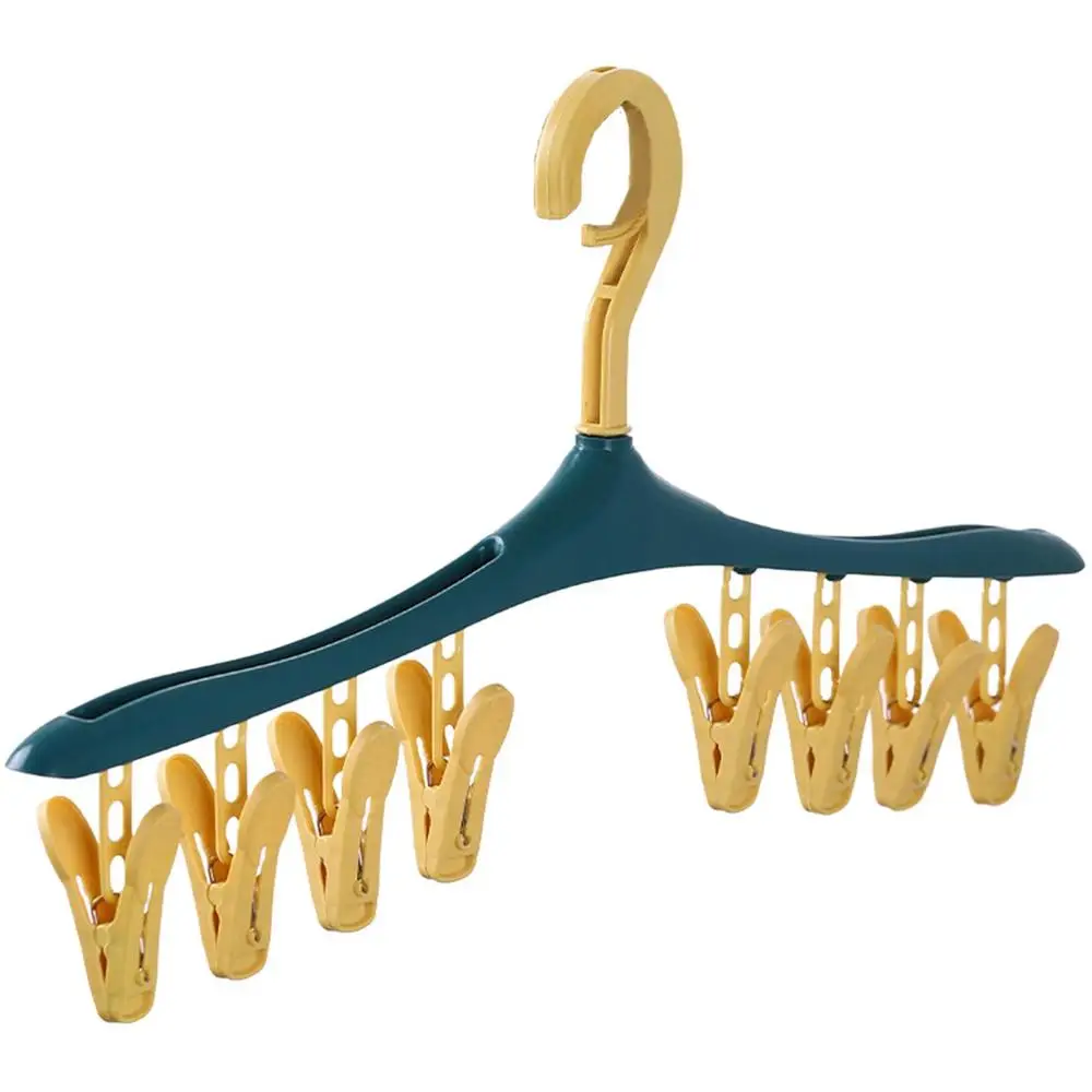 8Clips Clothes Drying Hanger Windproof Underwear Socks Drying Rack Hanger Multifunction Clothes Hanger: Yellow