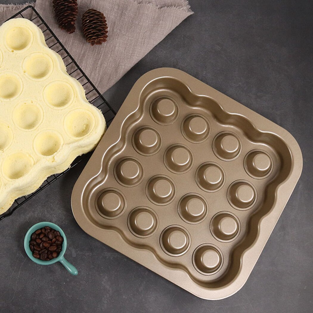 2 In 1 Non Stick 16Hole Cupcake Baking Pan Tray Tin Cup Cakes Muffin Mold Black 28.8*3.8CM Carbon Steel