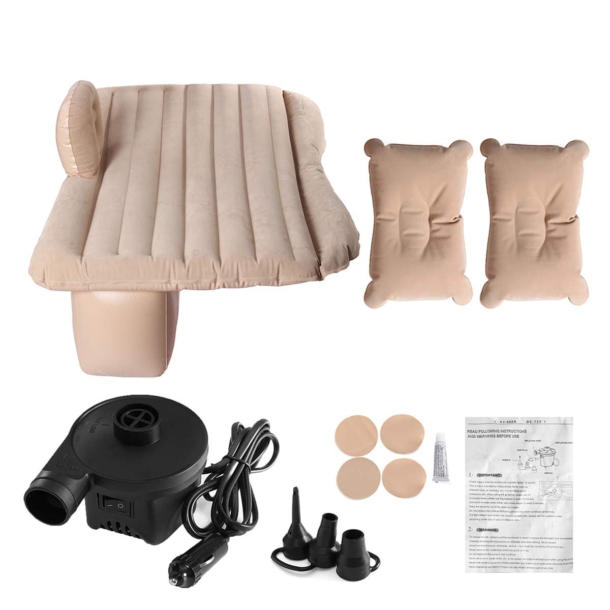 Opblaasbare Auto Matras Opblaasbare Auto Multifunctionele Auto Opblaasbare Bed Auto Accessoires Opblaasbare Bed Reizen Goederen Met Pillo: Beige