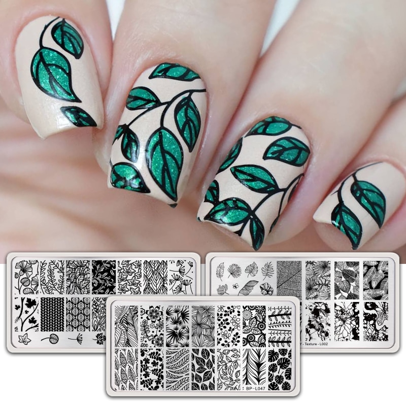 BORN PRETTY Nail Stamping Plates Stainless Steel Leaf Pattern Stamp Image plantillas para arte de uñas tema de primavera otoño
