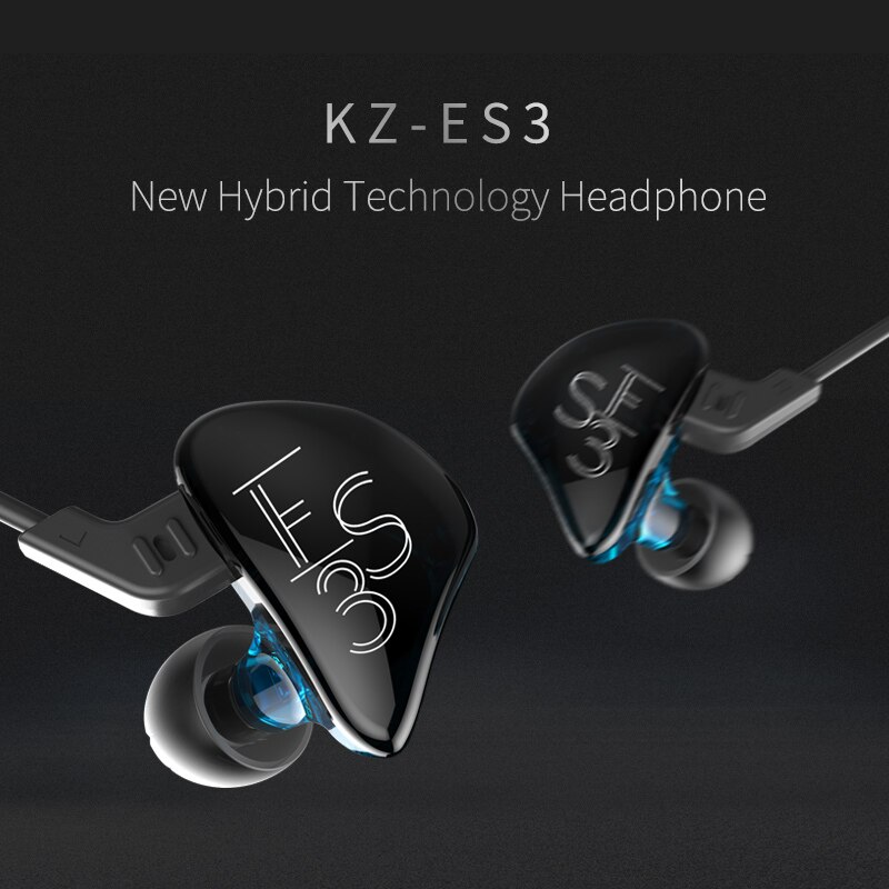 Kz  es3 1dd+1ba hifi sport in-ear øretelefoner dynamisk driver støjreducerende headset erstatningskabel  zs10 es4 zs3 ed12 zst zsn