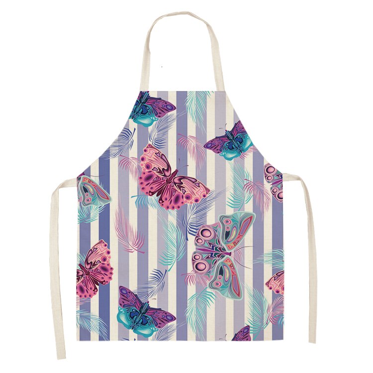 1pc Butterfly fartuch bez rękawów bawełniana pościel nadruk w kwiaty kuchnia fartuszek kobiety domowe gotowanie pieczenia talia Bib 53*65cm: WQL0147-23