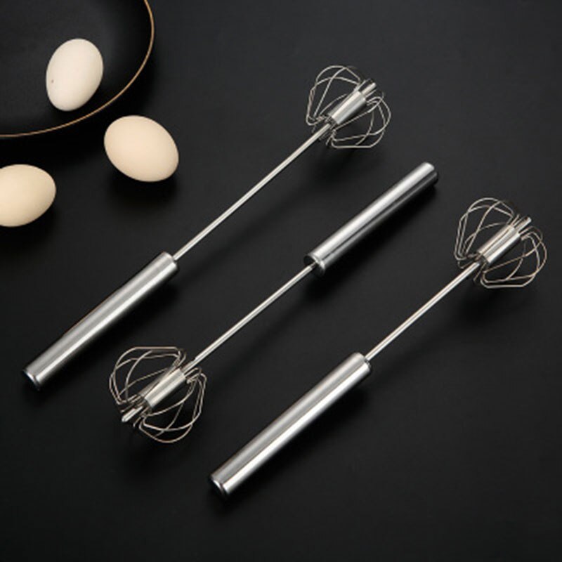 Egg Beater 304 Stainless Steel Egg Whisk Manual Hand Mixer Self Turning Egg Stirrer Kitchen Accessories Egg Tools